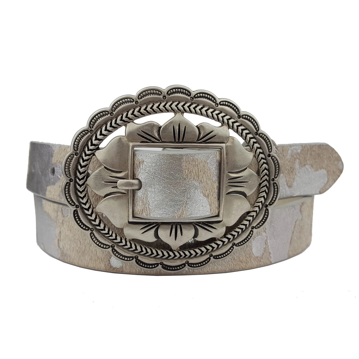 Axesoria Western Oval Flower Buckle Belt
