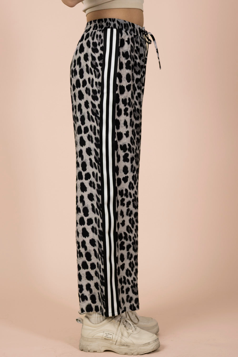 Black Mix Pants Side Stripe