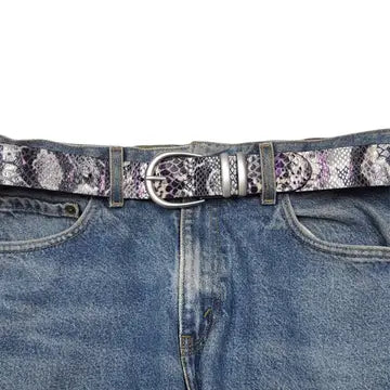 Snake Printed Leather Belt - Multi Python