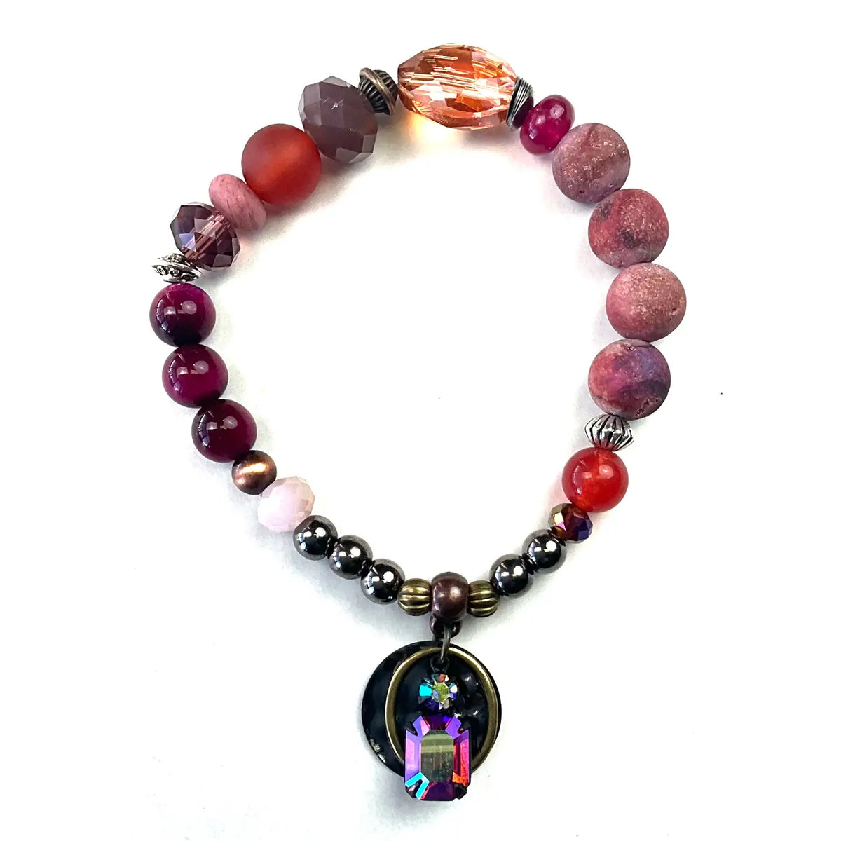 Br-Single Beaded Stretch Bracelet with Dangle