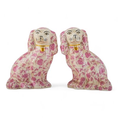 Staffordshire Pink Dogs Set of 2