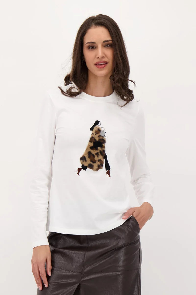 White T-Shirt Girl in Leopard Coat