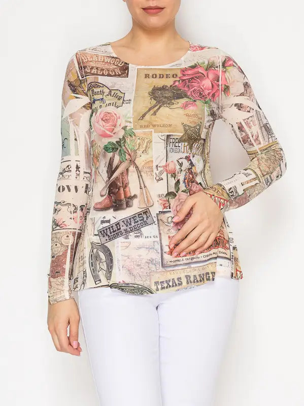 Origami Sparkly Mesh Top Rose West