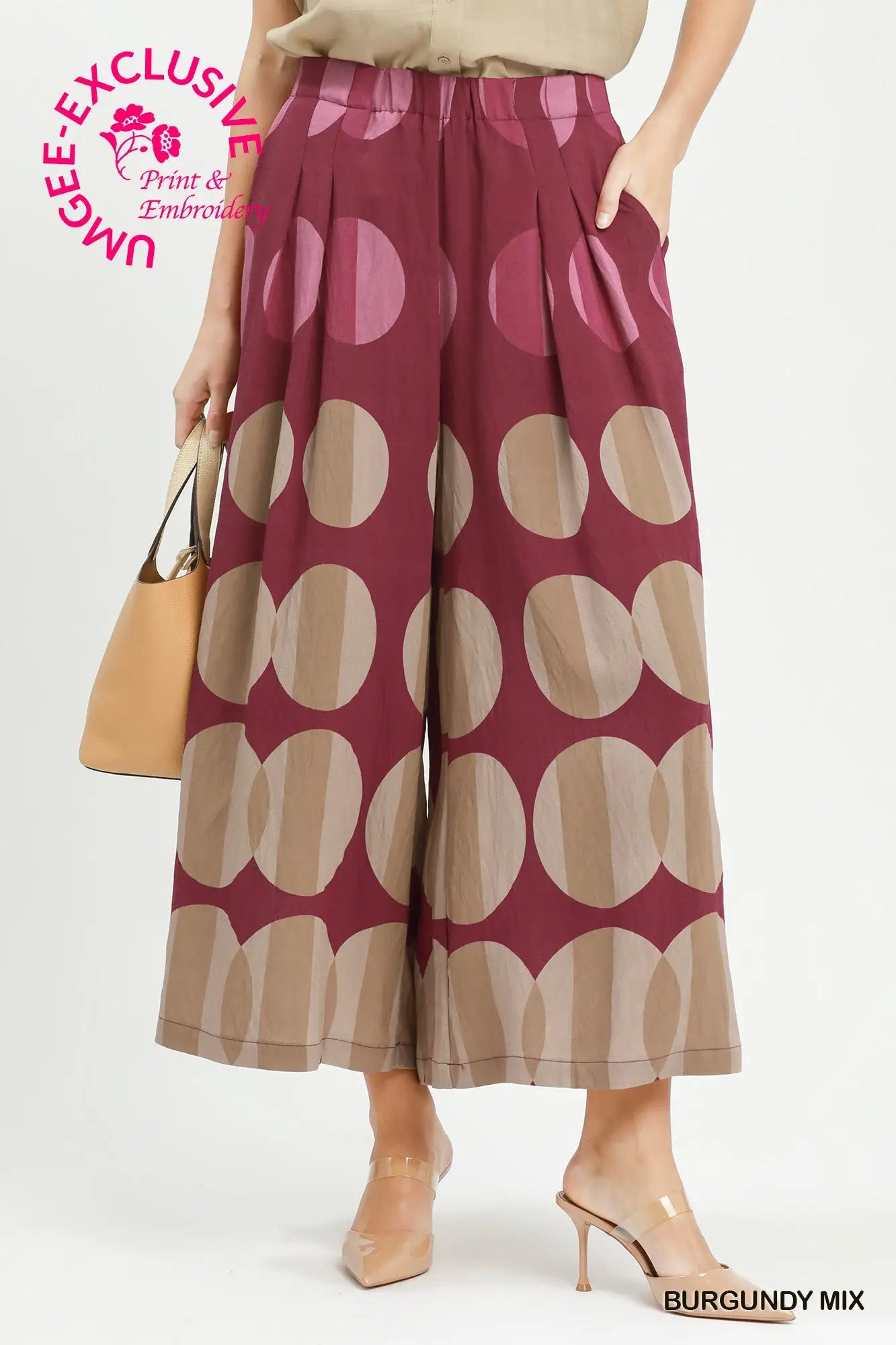 Oversized Dot Print Wide Leg Pants
