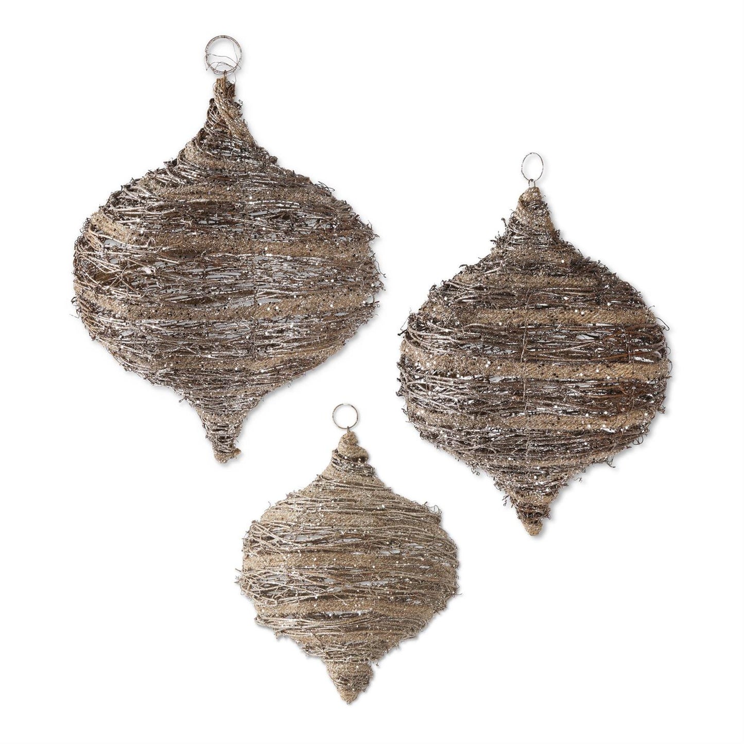 Glittered Rattan Ornaments