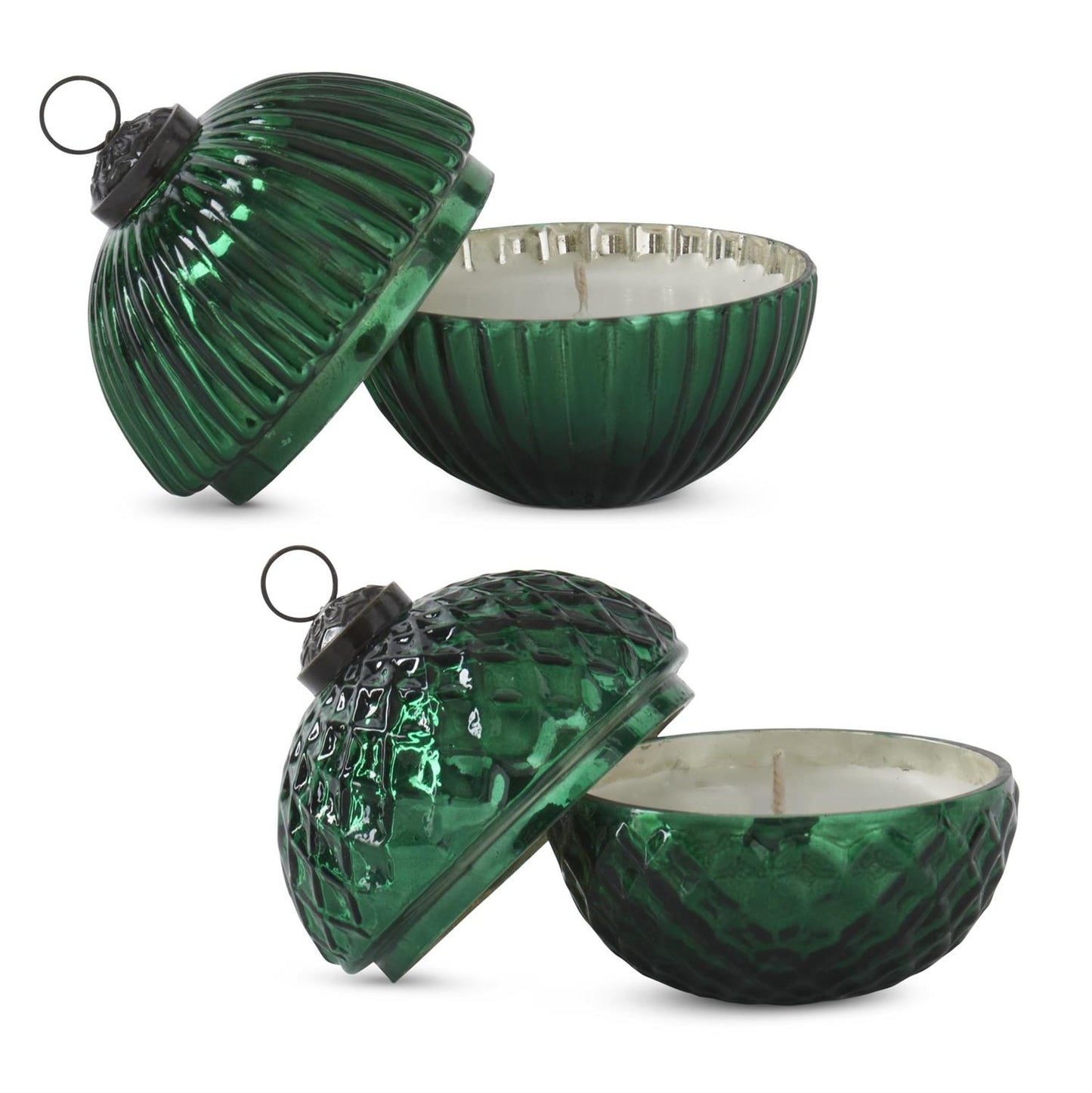 Mercury Glass Green Ornament Candle