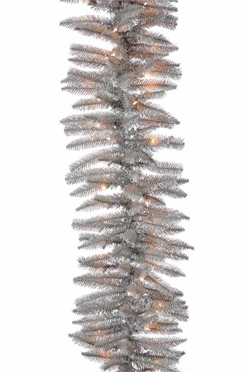 9X14" STERLING FIR GARLAND, PRE-LIT W/100 CLEAR LIGHTS, 270 TIPS --