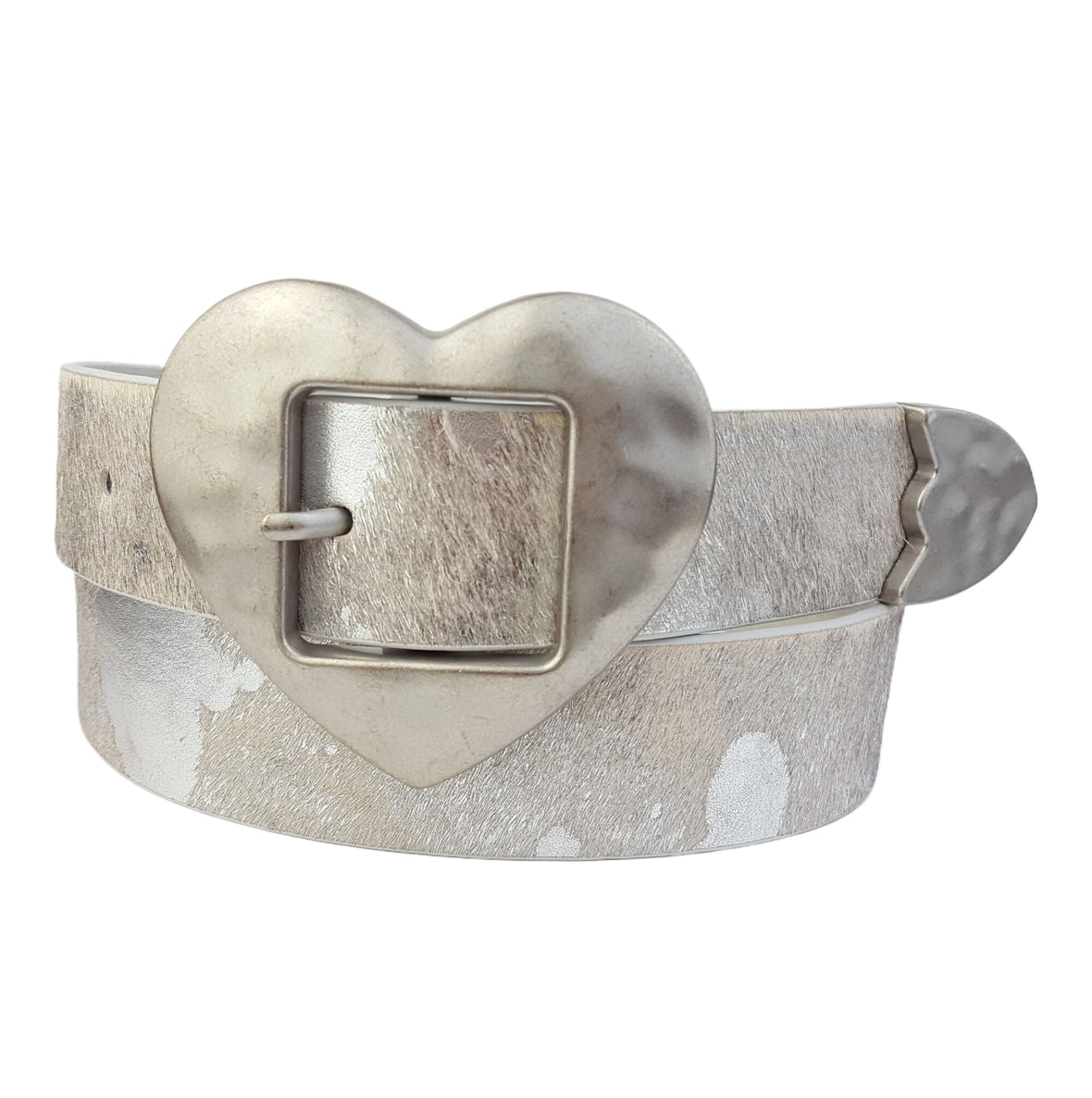 Axesoria Heart Buckle Cow Hair Leather Belt