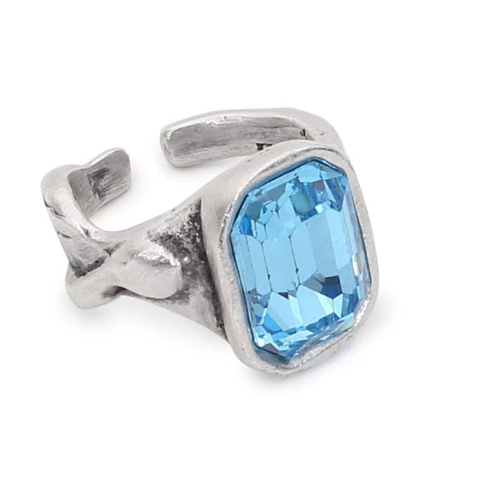 Chanour Handmade Blue Crystal Brass Ring