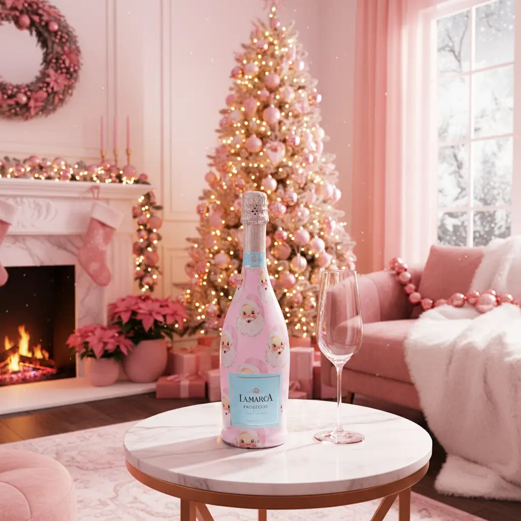Pink Santa Prosecco Bottle Wrap