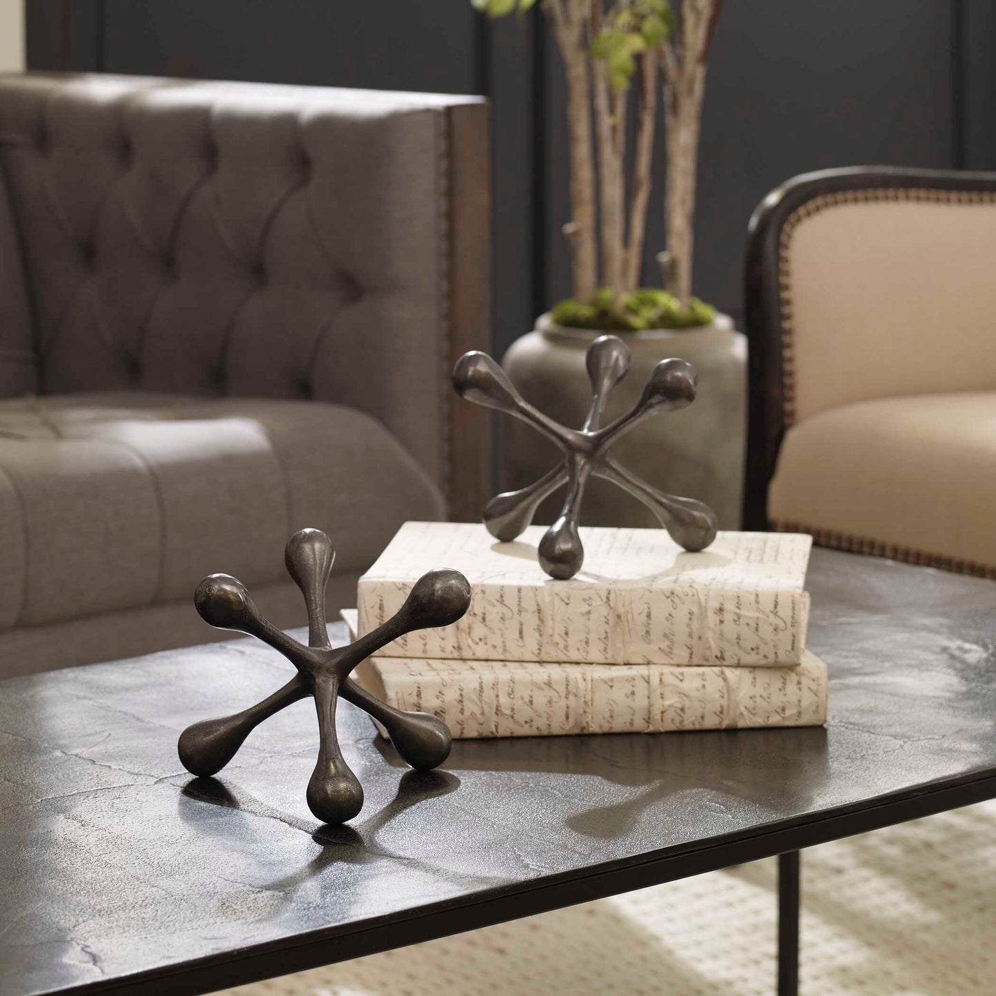 Uttermost Harlan Black Nickel Objects Set/2