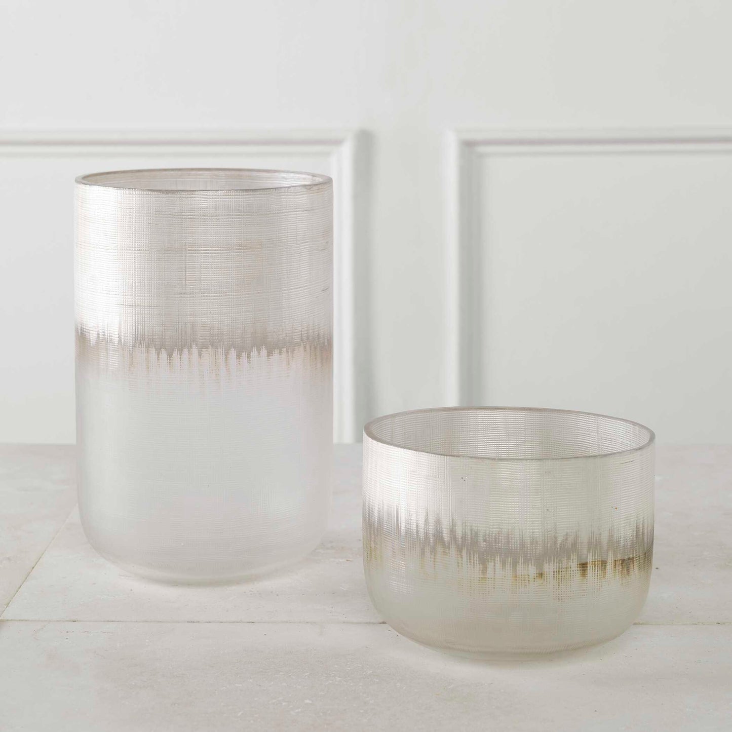 Uttermost Frost Silver Drip Glass Vases Set/2
