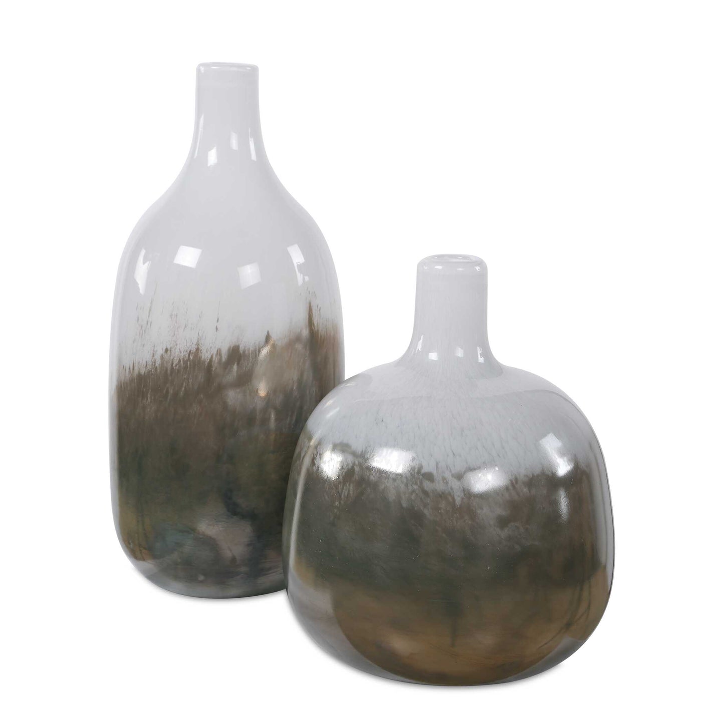 Uttermost Cardoni Smoke Vases, S/2 - Bronze,White