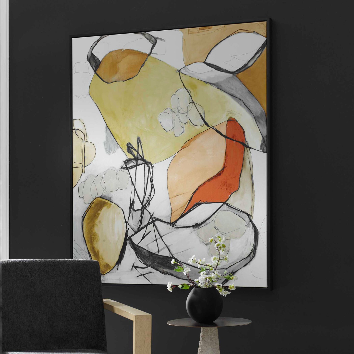Uttermost Charcoal Improvision Framed Abstract Art