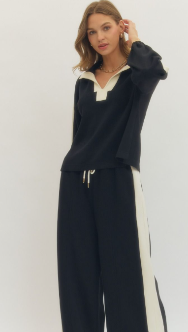 Entro Knit Lounge Pants with White Trim