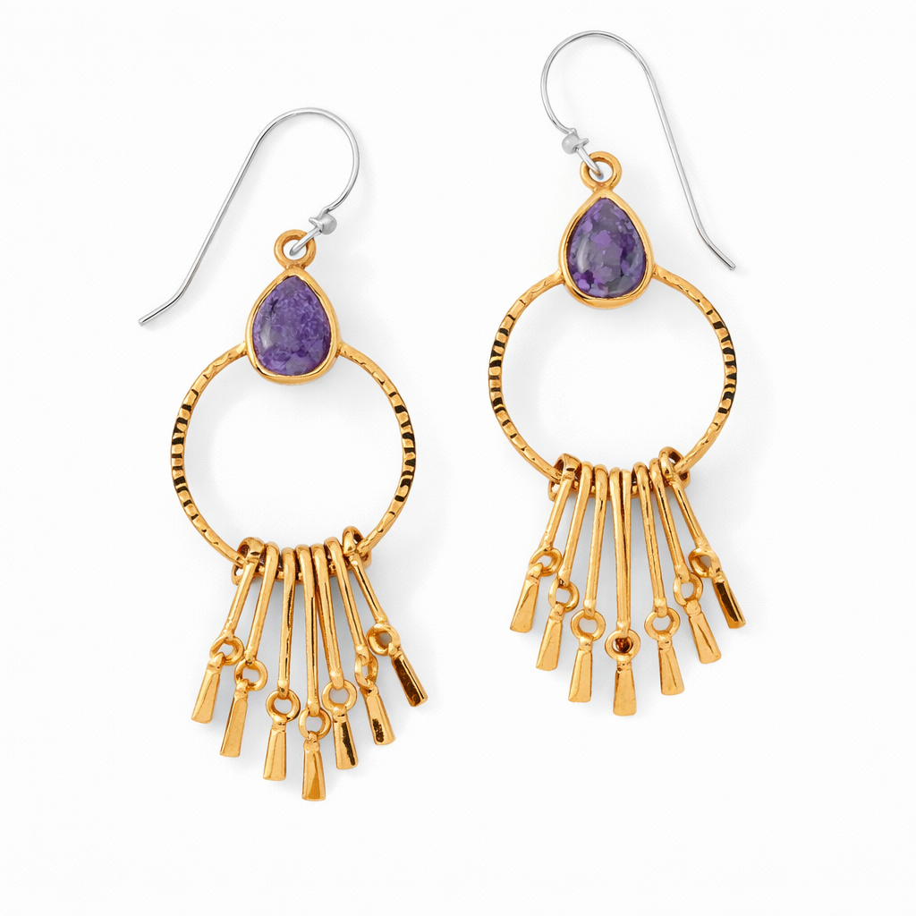 Copper Purple Turquoise Earrings