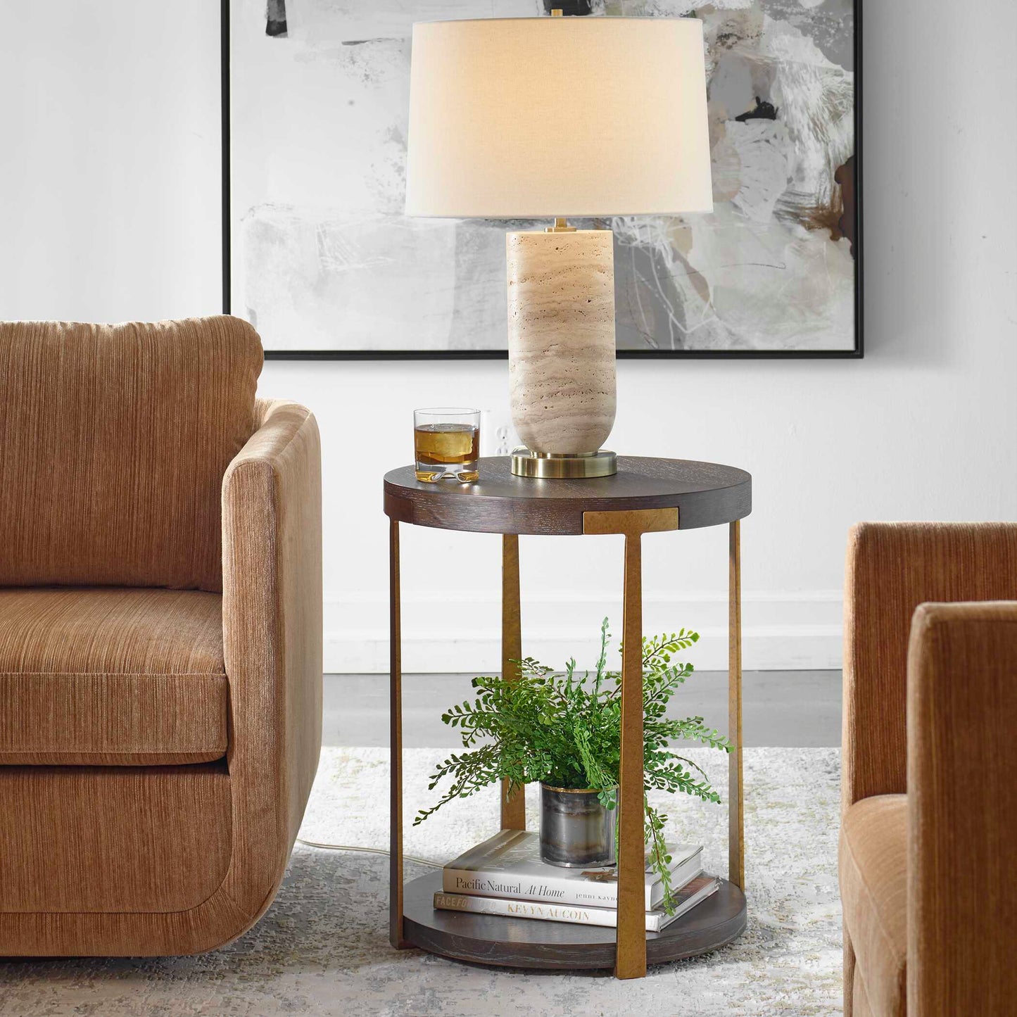 Uttermost Palisade Round Wood Side Table