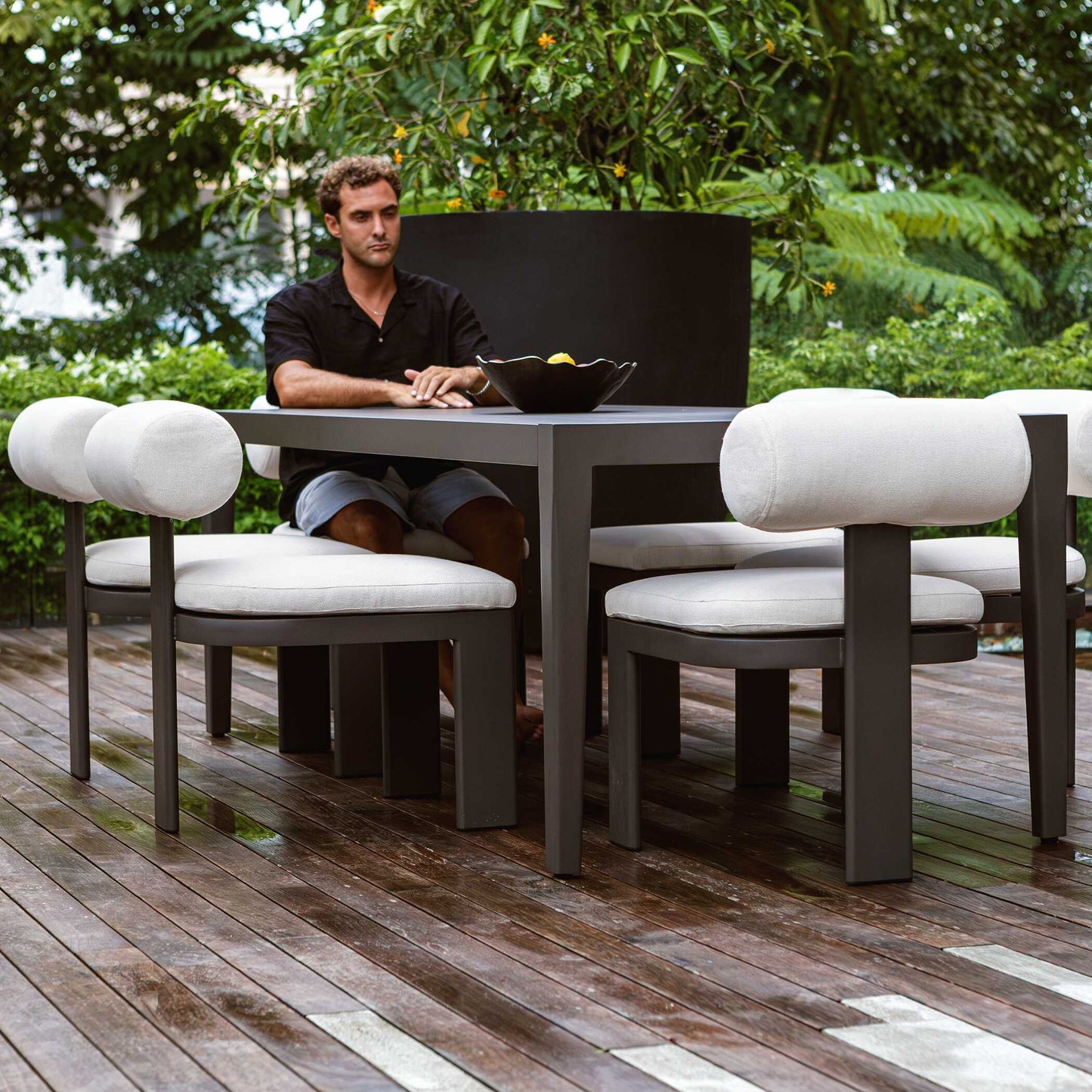 Uttermost Bolster Back White Outdoor Dining Chair
