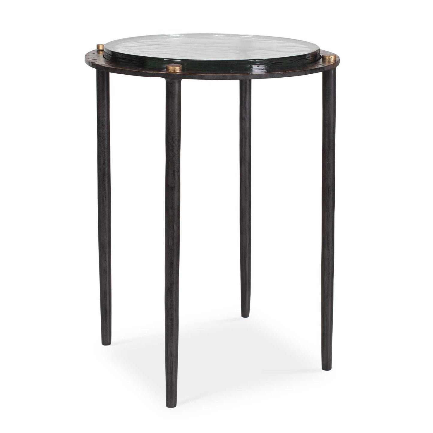 Uttermost Kennington Round Glass Accent Table - Black,Brass,Bronze
