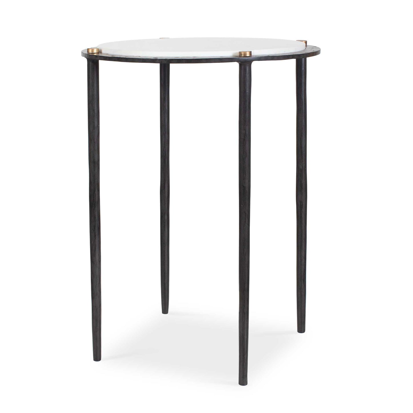 Uttermost Wren Round White Marble Accent Table - Bronze,White