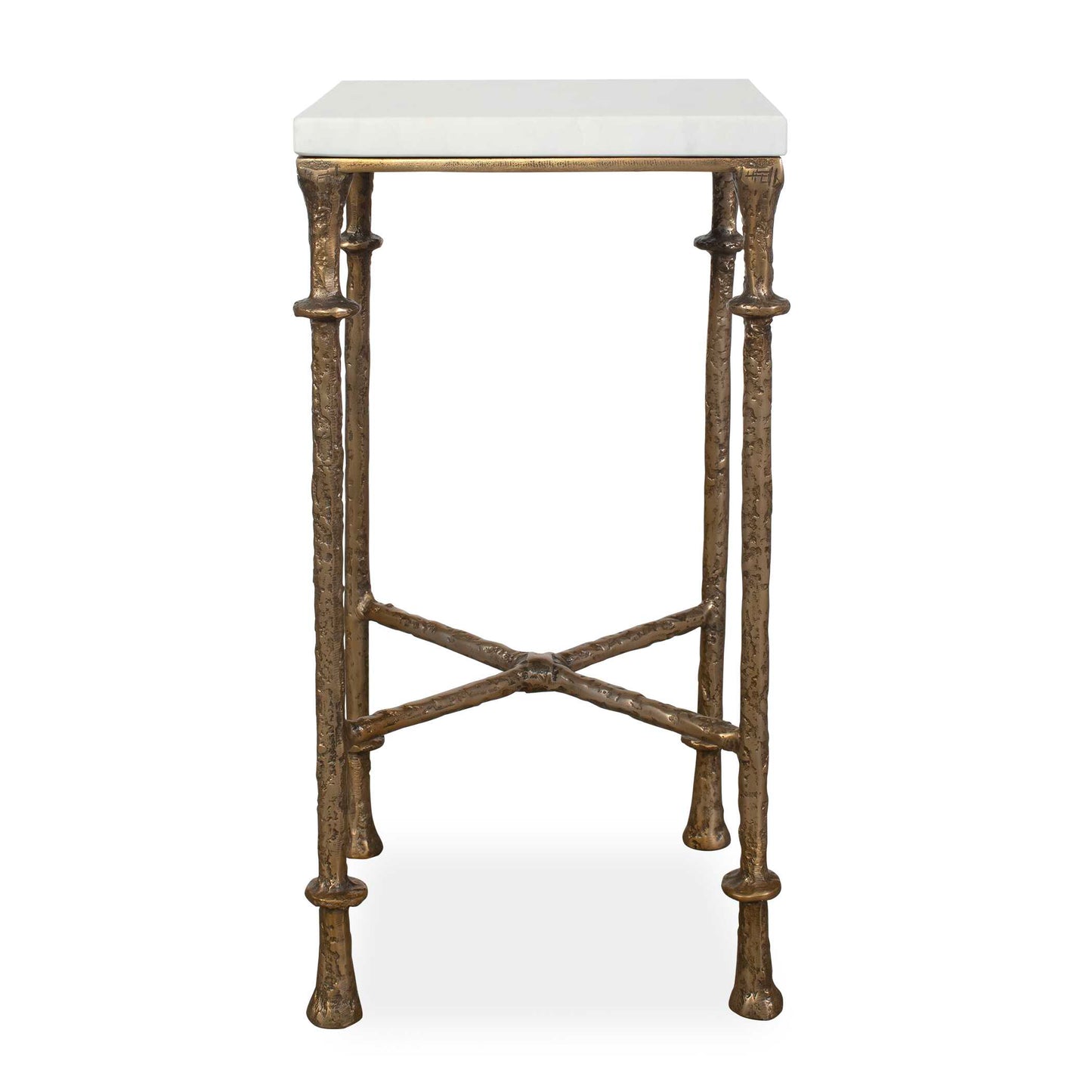 Uttermost Penelope White Marble Accent Table - Brass,White