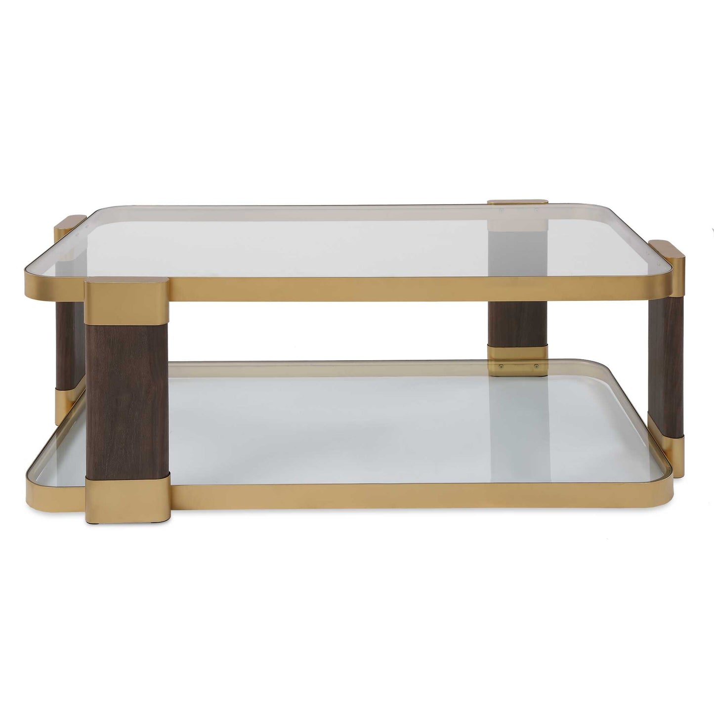 Uttermost Ryles Glass Coffee Table - Brass,Brown,Woodtone