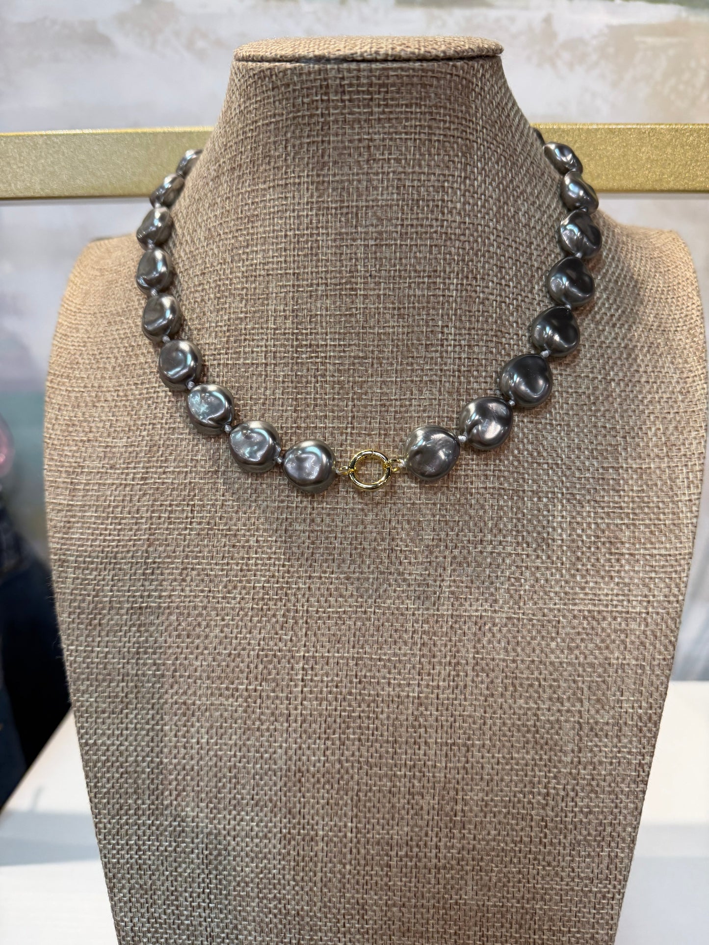 Grey Pearl Magnetic Bead Charm Necklace