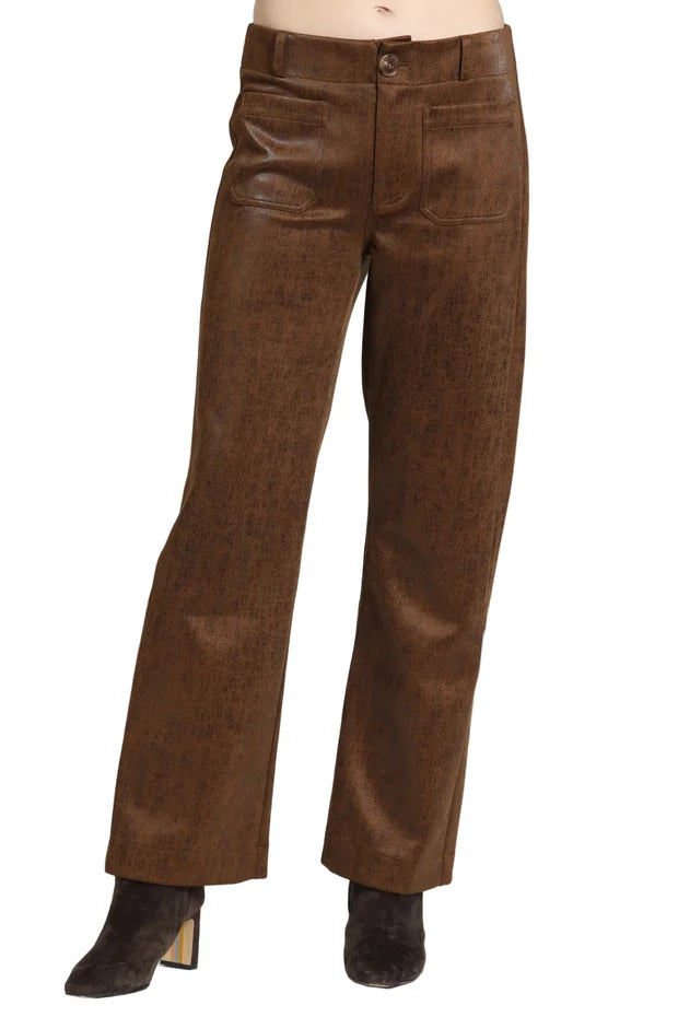 APNY Wide Leg Patch Pocket Pants - Cognac