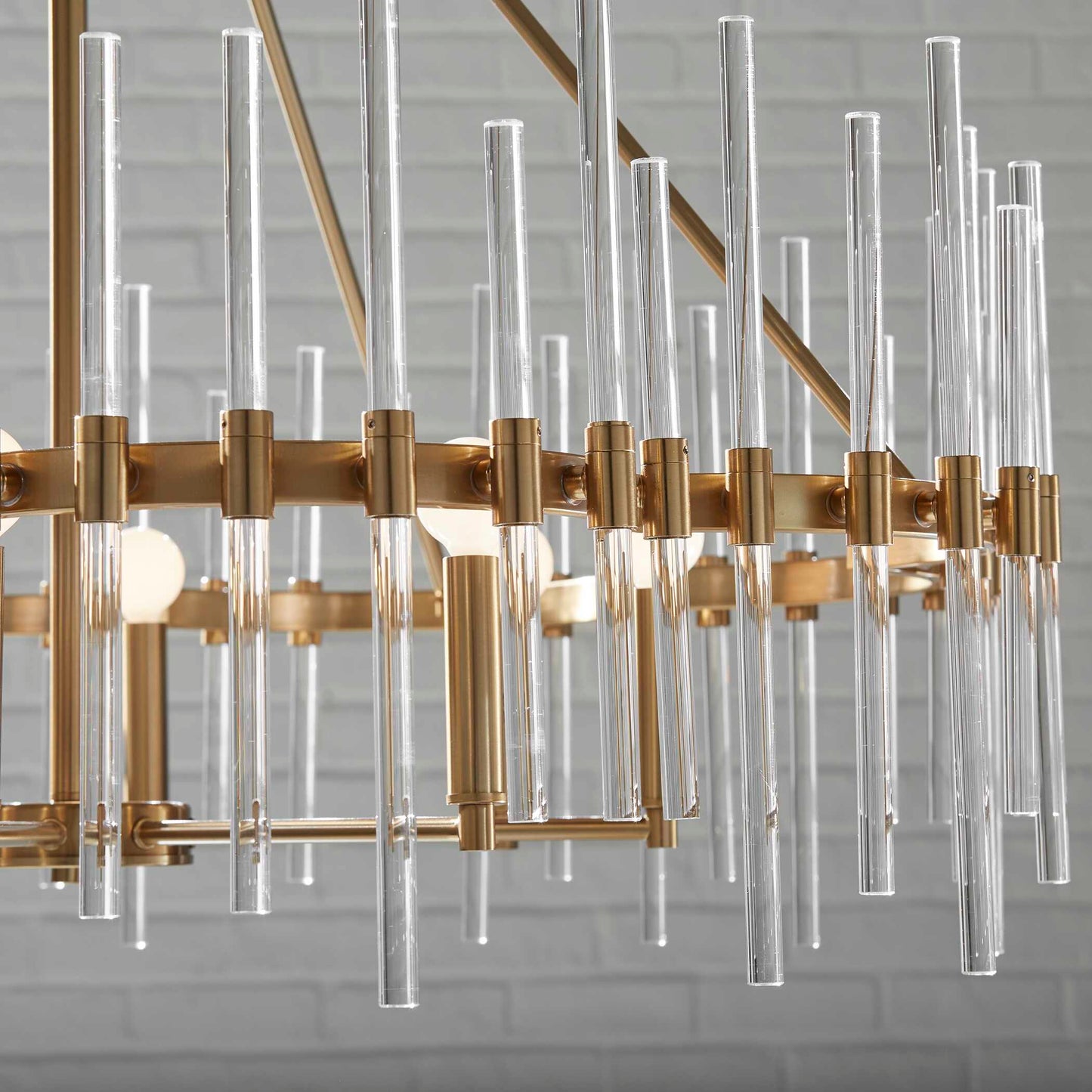 Uttermost Crystal Stick 8 Light Brass Chandelier