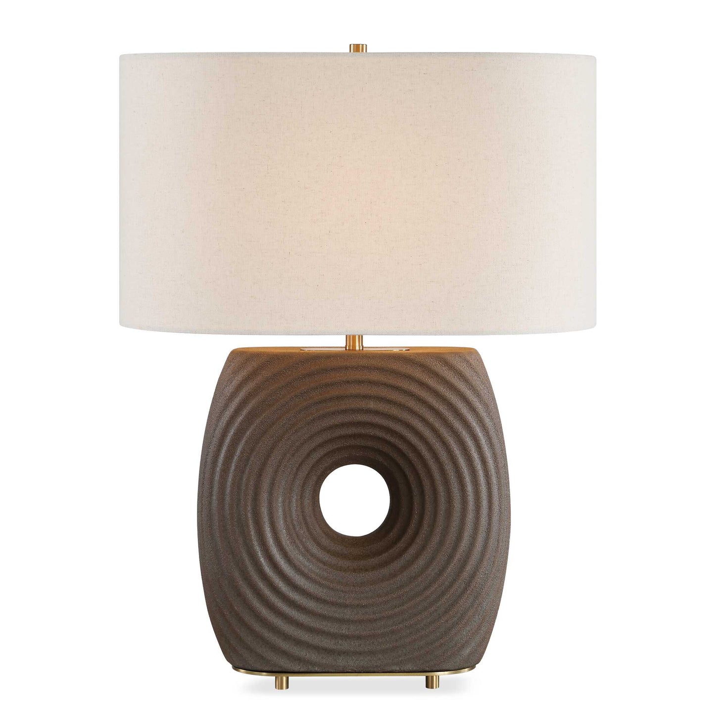 Uttermost Geno Concentric Ribbed Table Lamp - Brown