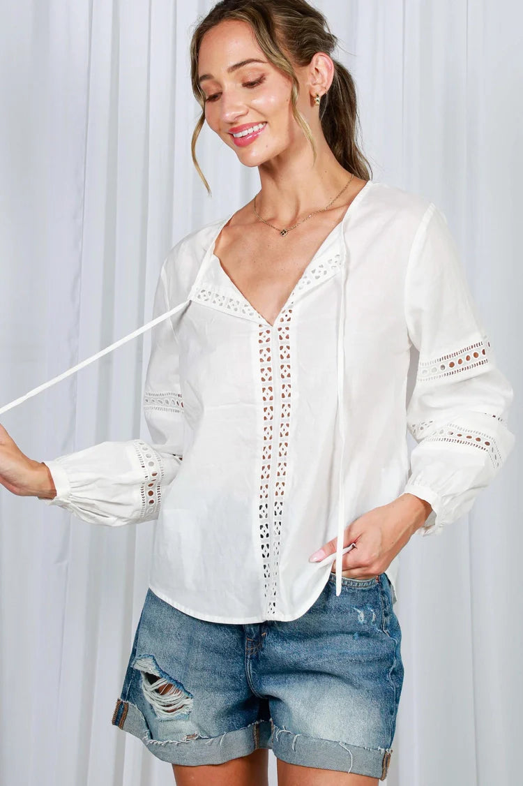 Cutwork Cotton Blouse