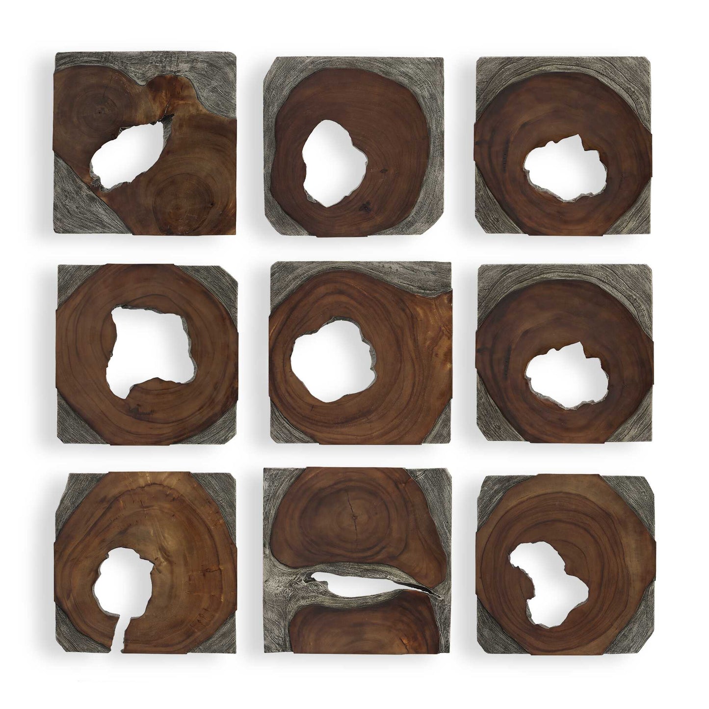 Uttermost Jungle Wood Paneled Wall Art Set/9