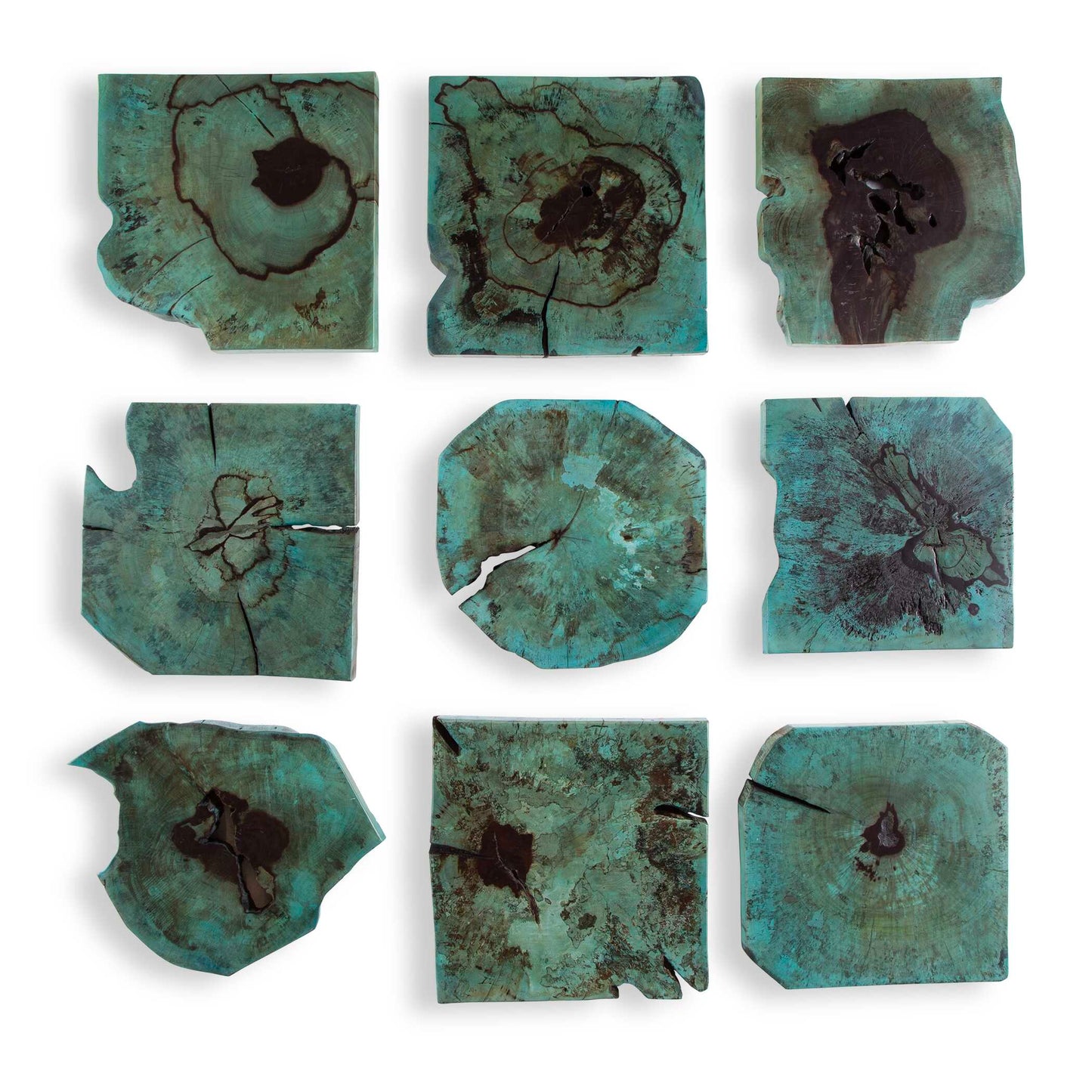 Uttermost Bahati Wood Wall Décor In Blue Set/9