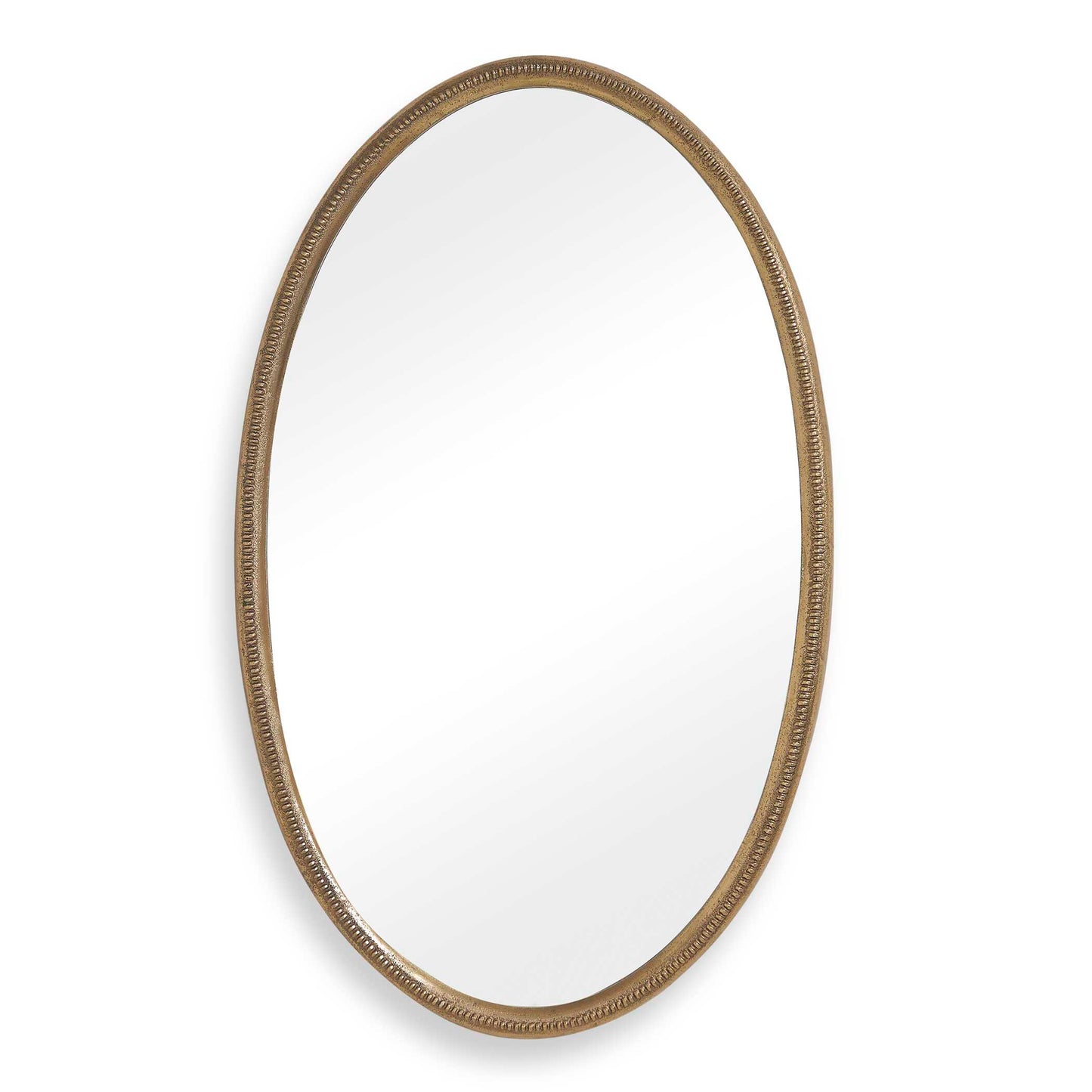 Uttermost Ellis Beaded Brass Oval Mirror - Brass,Gold