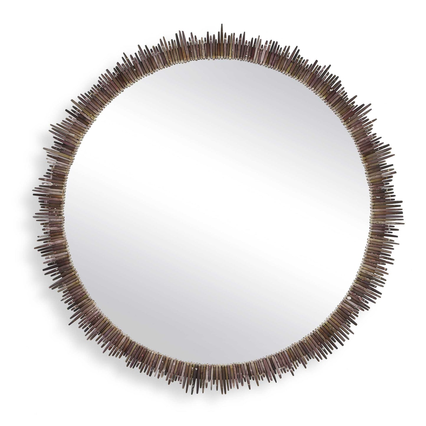 Uttermost Tiger Sea Urchin Round Mirror - Brown,Green,White