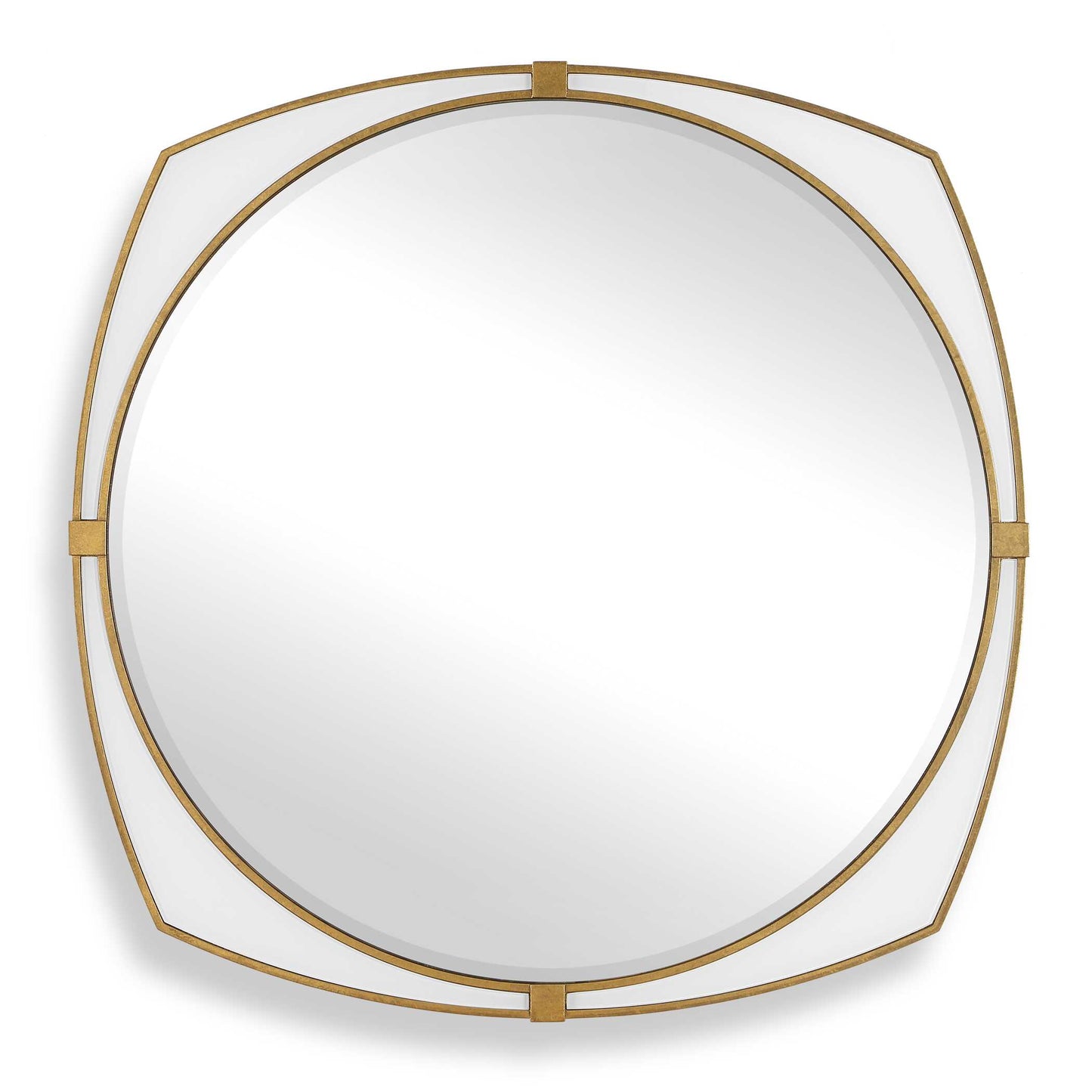 Uttermost Estella White Round Mirror - Gold,White