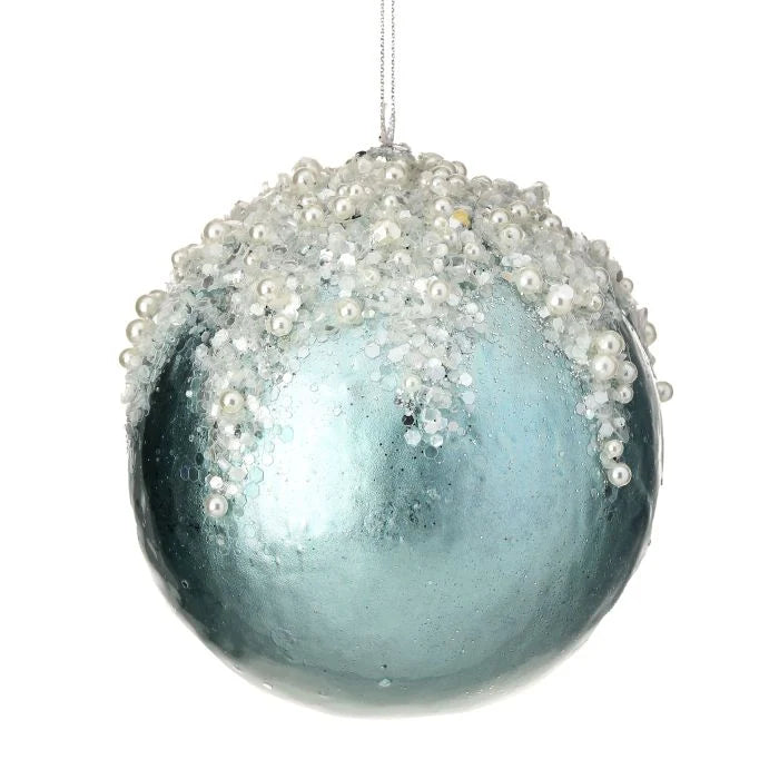 5" Pearl/Crystal Encrusted Ball Ornament