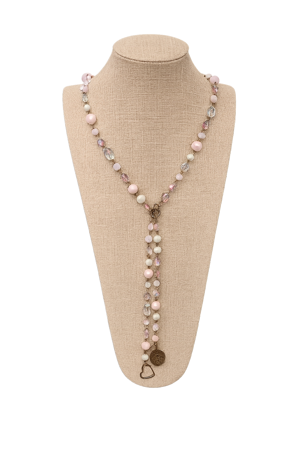 Pink Crystal Charm Y-Necklace