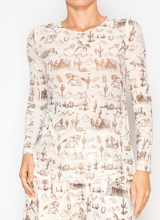 Long Sleeve Mesh Top