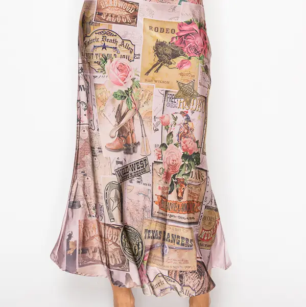 Rose Western Midi Skirt