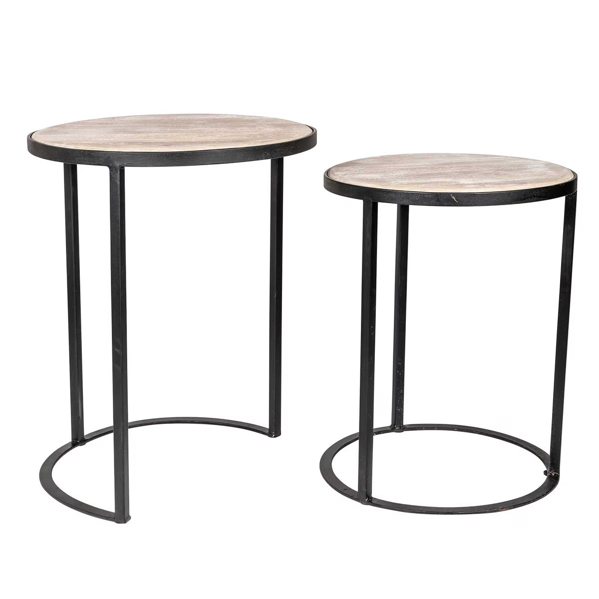 Loma Round Wood & Iron Accent Table
