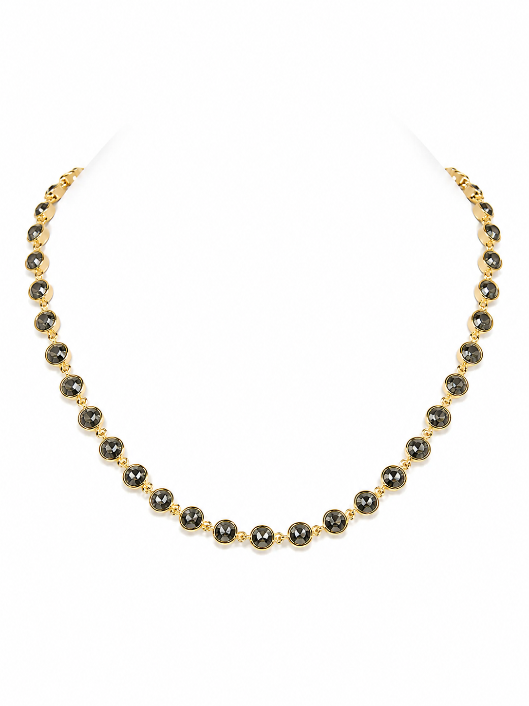 Smoky Crystal Gold Bezel Necklace