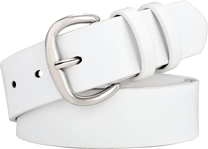 Classic White Leather Belt