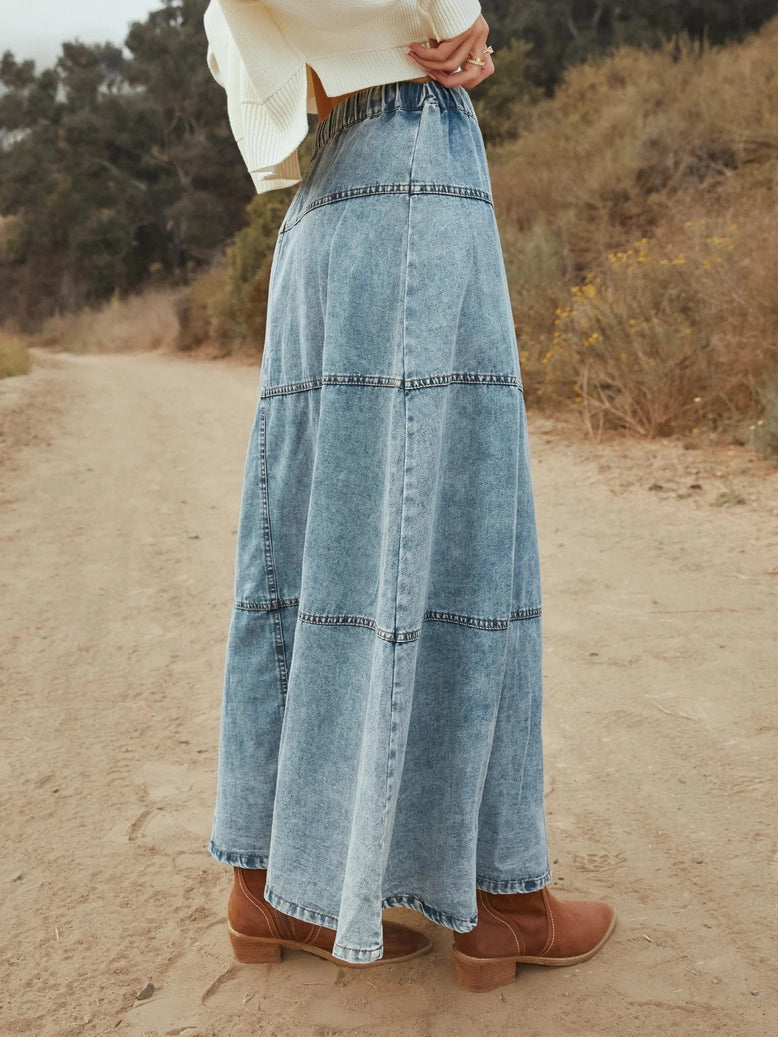 A-Line Tiered Denim Skirt - XLarge