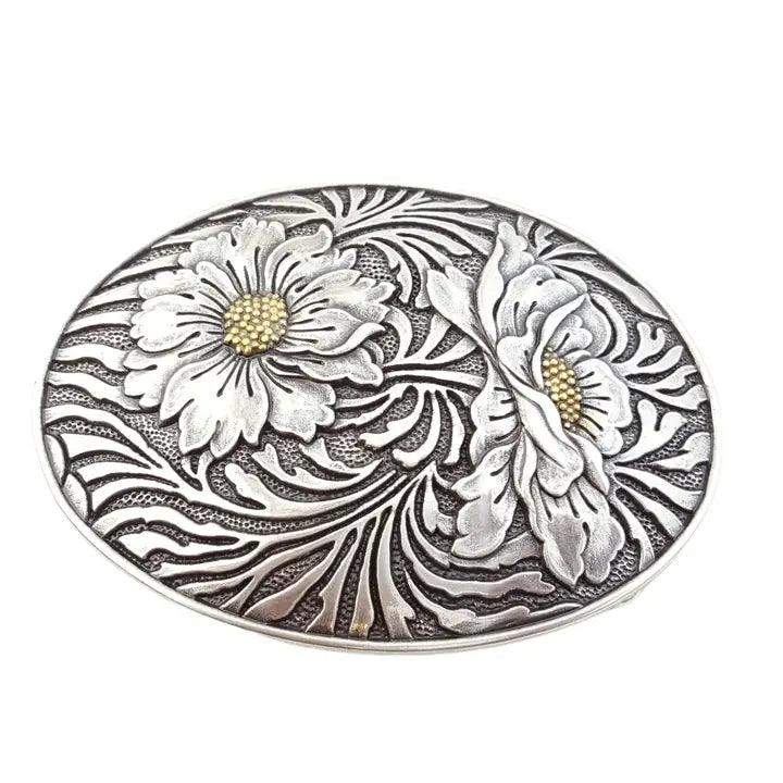 Belt Buckle Western Oval Sunflower