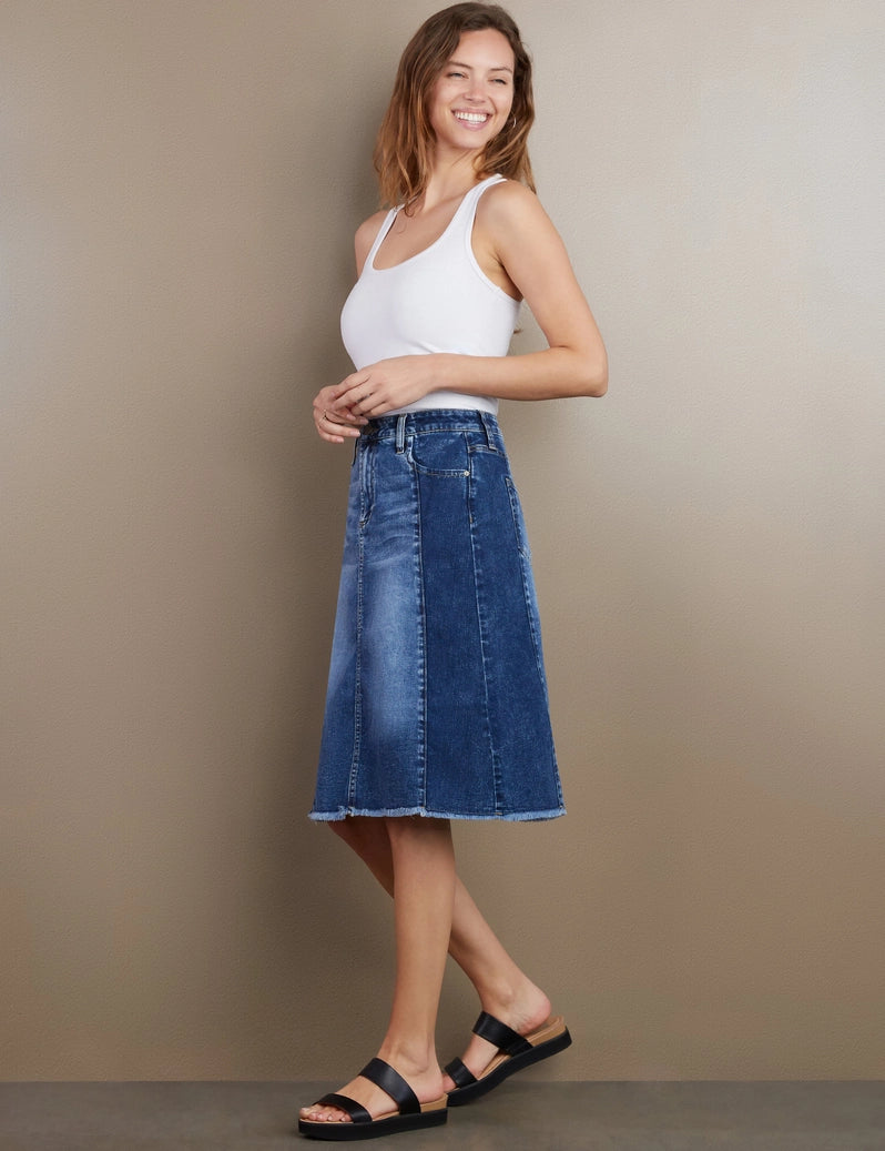 Two Tone Short Jean Skirt