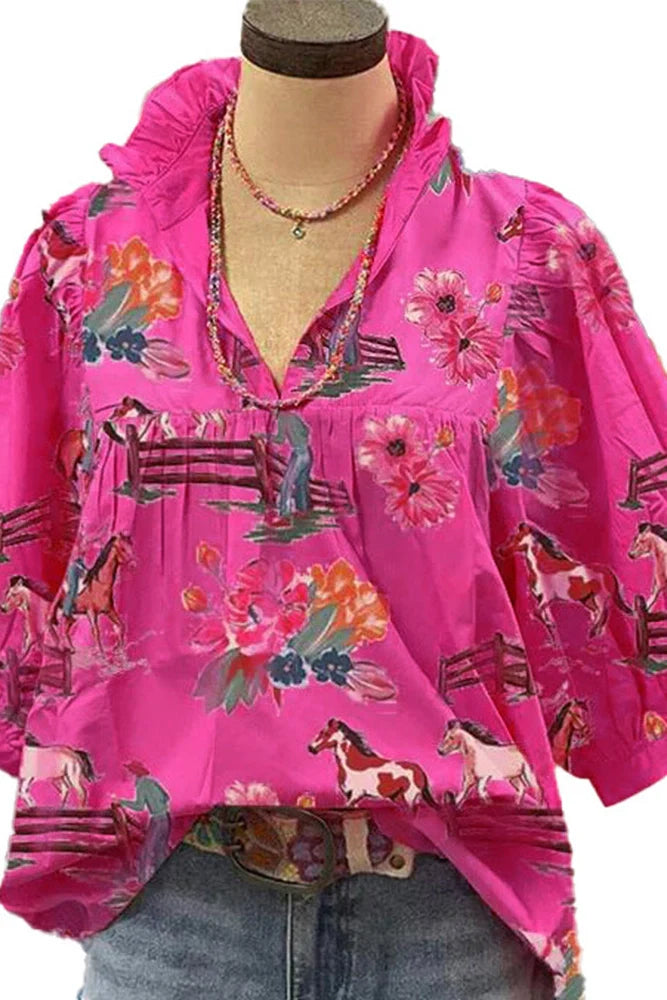 Printed Cowgirl Blouse