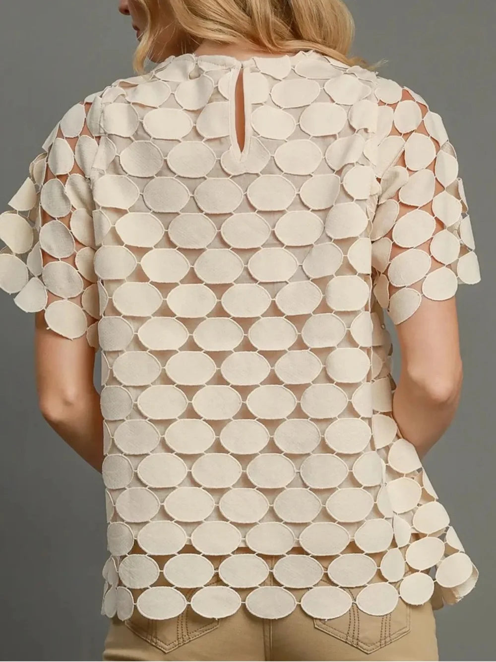 Polka Dot Lace Short Sleeve Top