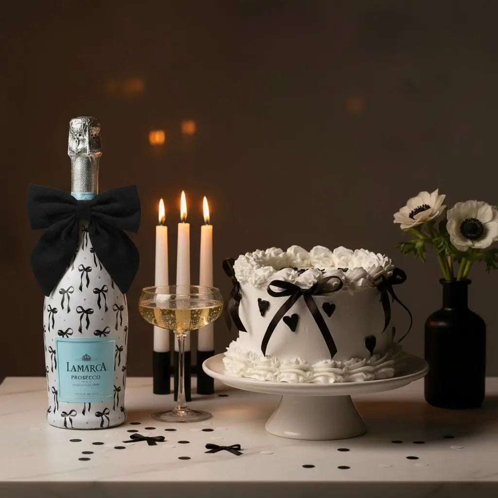 Black Linen Beau Bottle Bow