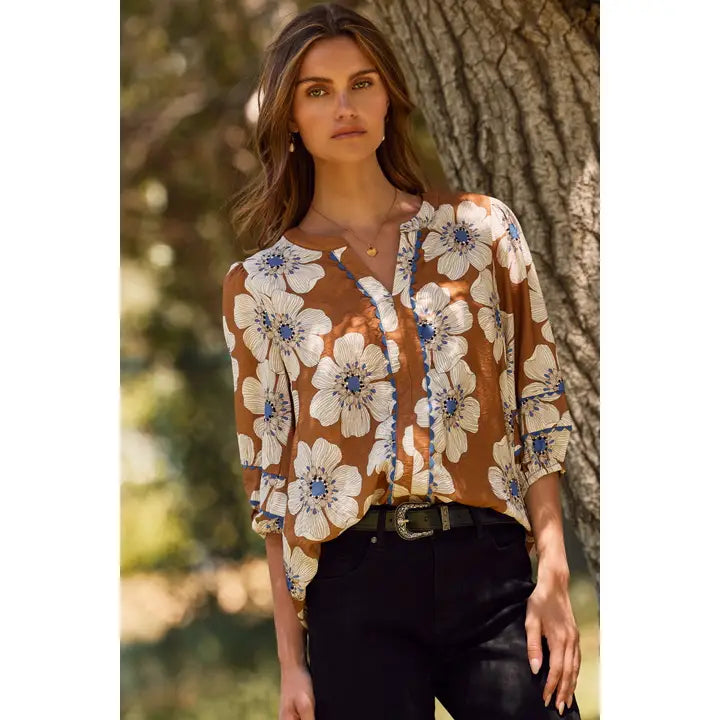 Oddi Floral Printed 3/4 Sleeve Blouse